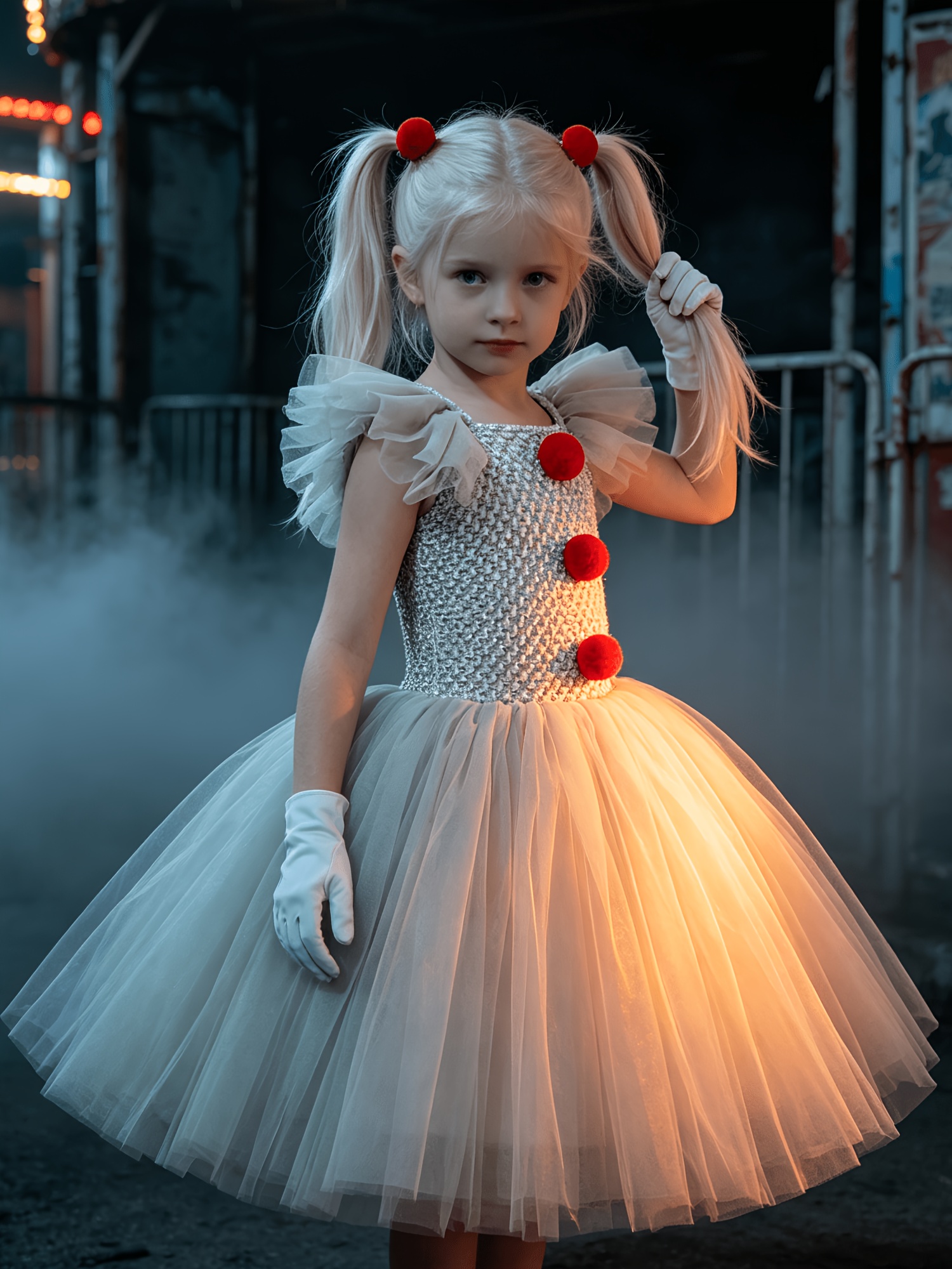 Girls' Clown Dress Princess Skirt 7pcs Set